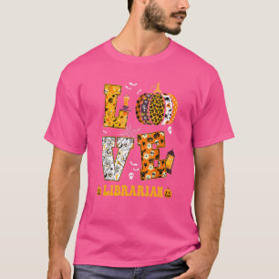 Griezelige Pompoen Liefde Halloween Bibliothecaris T-shirt