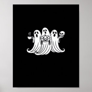 Griezelige Pompoen met Koffie Poster