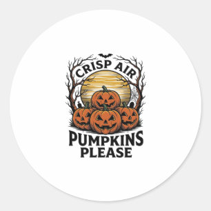 Griezelige Pompoen Shirt Vintage Gravure Herfst Ha Ronde Sticker