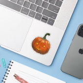 Griezelige pompoen sticker (Laptop met iPhone)