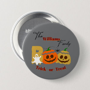 Griezelige Pompoen Trick or Treat Knop Ronde Button 7,6 Cm