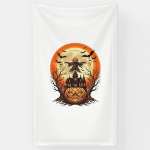 Griezelige Pompoen Vogelverschrikker Geheugen Huis Spandoek