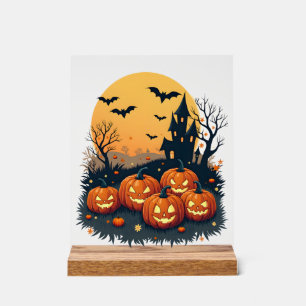 Griezelige Pompoenplek � Retro Halloween T-shirt Acryl Bord