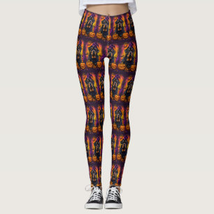 Griezelige Rottweiler Hond Halloween Heks en Pompo Leggings