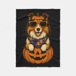 Griezelige Rough Collie Pompoen Halloween Hondenli Fleece Deken