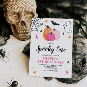 Griezelige Roze Halloween Uitnodiging voor 1e Verj