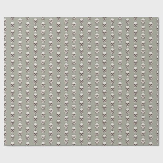 Griezelige Schedel Drukke Gotische Pixel Art Patro Cadeaupapier (Vlak)