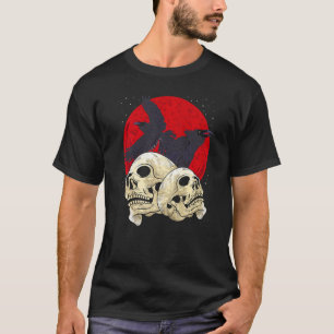 Griezelige Schedel Enge Skeletkop Kraai Gotische V T-shirt
