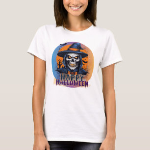 Griezelige Schedel Heks Halloween Kunst-88888 T-shirt