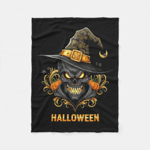 Griezelige Schedel Heksenhoed Halloween Horror Kos Fleece Deken