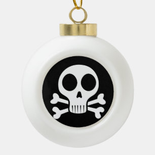 griezelige schedel op een zwarte achtergrond keramische bal ornament