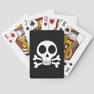 griezelige schedel op een zwarte achtergrond pokerkaarten