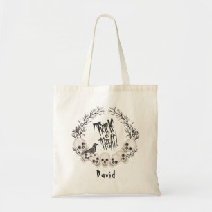 Griezelige Schedelkrans Raaf Trick or Treat Tote Bag