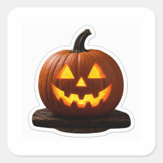 Griezelige Seizoen Realistische Jack-o'-Lantern Vierkante Sticker