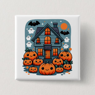 Griezelige Seizoen Sfeer Halloween Pompoenen Maatw Vierkante Button 5,1 Cm
