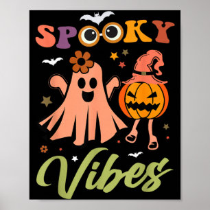 Griezelige sfeer spook en pompoen Halloween grappi Poster