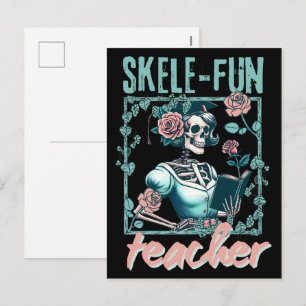 Griezelige Skelet Basisschoolleerkracht  Feestdagenkaart