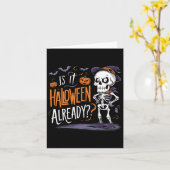 Griezelige Skelet Geest Is het al Halloween Kaart (Gele Bloem)