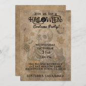 Griezelige Skelet Halloween Feest Uitnodiging (Voorkant / Achterkant)
