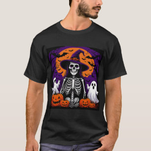 Griezelige Skelet Heks Pompoenen Maan Halloween 🌙 T-shirt