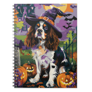 Griezelige Springer Spaniel Halloween Heks Pompoen Notitieboek