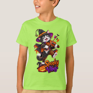Griezelige Stemmingen Heks Kat Viool Spelen T-shirt