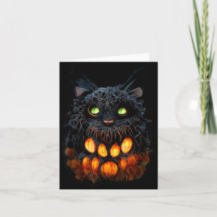 Griezelige Szn Jack-O-Lantern Halloween Zwarte Kat Kaart