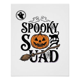 Griezelige Team T-shirt Vintage Halloween Groepson Perfect Poster