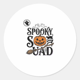 Griezelige Team T-shirt Vintage Halloween Groepson Ronde Sticker