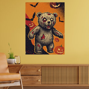 Griezelige teddybeer Halloween-illustratie Poster