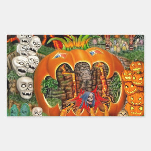 GRIEZELIGE TIKI TOMBE RECHTHOEKIGE STICKER