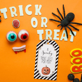 Griezelige traktatie alleen voor jou Halloween pom Cadeaulabel