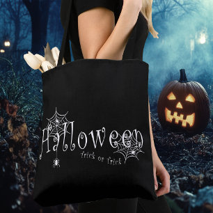 Griezelige Trick or Treat Halloween Spin Design Draagtas