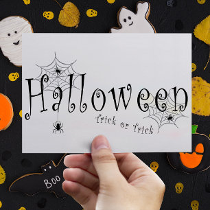 Griezelige Trick or Treat Halloween Spin ontwerp Briefkaart