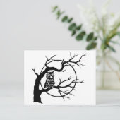 Griezelige Uil op Kale Boom Silhouet Halloween Briefkaart (Staand voorkant)