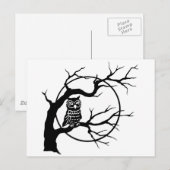 Griezelige Uil op Kale Boom Silhouet Halloween Briefkaart (Voorkant / Achterkant)