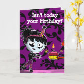 Griezelige Verjaardag Kaart (Gele Bloem)