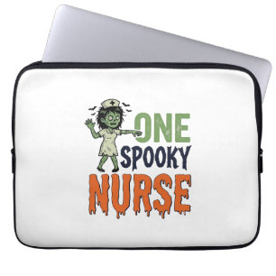 Griezelige Verpleegster Halloween Vintage Vector O Laptop Sleeve