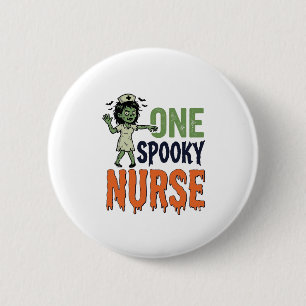 Griezelige Verpleegster Halloween Vintage Vector O Ronde Button 5,7 Cm