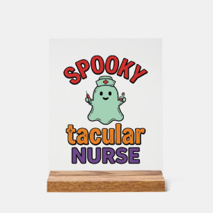 Griezelige Verpleegster Halloween Vintage Vector T Acryl Bord