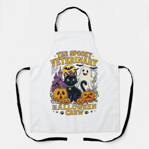 Griezelige Veterinaire Halloween Crew Zwarte Kat G Schort
