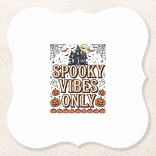 Griezelige Vibes Alleen Vintage Halloween T-shirt Kartonnen Onderzetters
