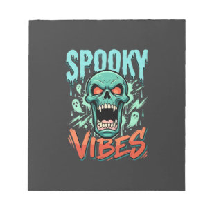 Griezelige Vibes Halloween Geest Schedel Design_1 Notitieblok