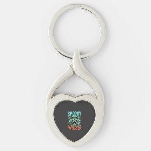 Griezelige Vibes Halloween Geest Schedel Design_1 Sleutelhanger