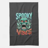 Griezelige Vibes Halloween Geest Schedel Design_1 Theedoek (Verticaal)