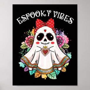 Griezelige Vibes Meesteres Halloween Spaans Mexica Poster