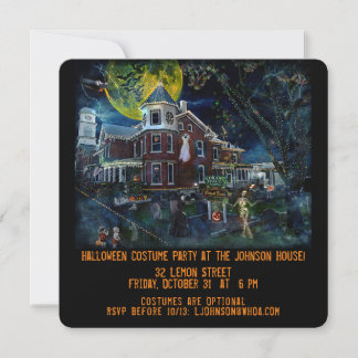 Griezelige Victoriaanse Gehekste Huis Halloween Fe Kaart