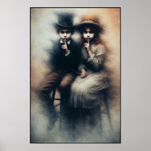 Griezelige Victoriaanse tijd broer en zus muur Poster