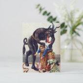 Griezelige Vintage Krampus Feestdagenkaart (Staand voorkant)