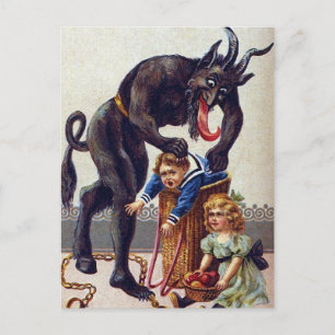 Griezelige Vintage Krampus Feestdagenkaart